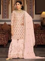 Faux Georgette Pink Eid Wear Embroidery Work Sharara Suit